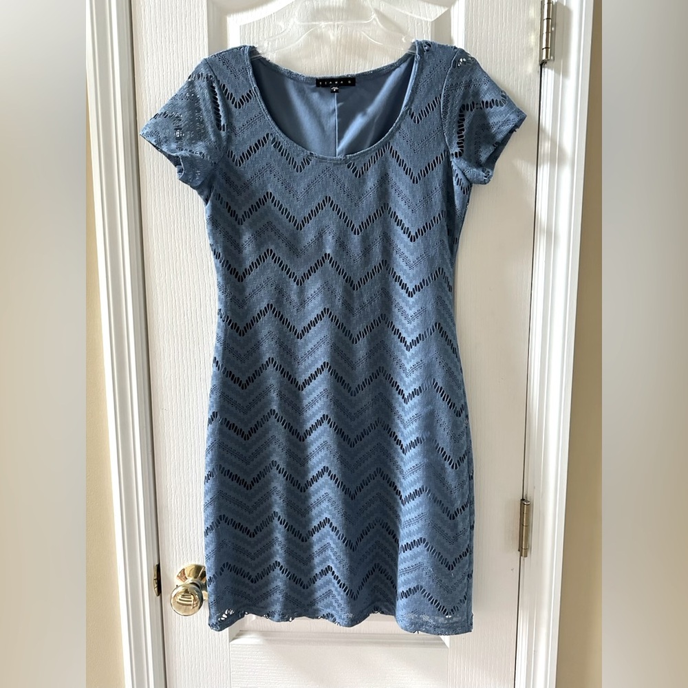 Tiana B. Blue Lace Sheath Dress S